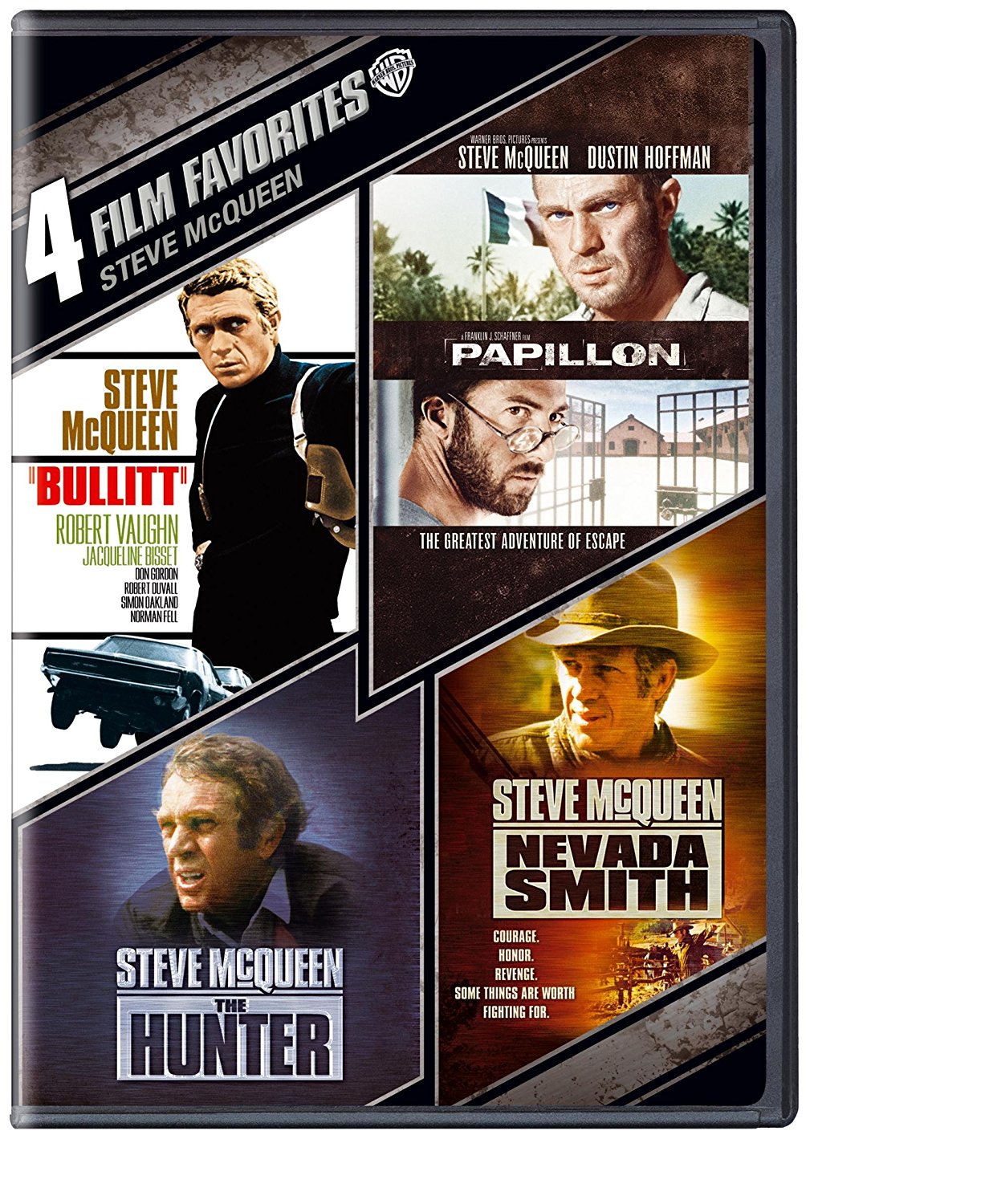 4 Film Favorites: Steve McQueen – The Hunter/Nevada Smith/Bullitt/Papillon on DVD – Just $5.00!