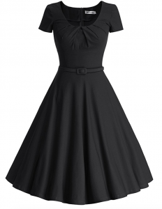 MUXXN Women’s 1950s Vintage Short Sleeve Pleated Swing Cocktail Dress Just $35.99!
