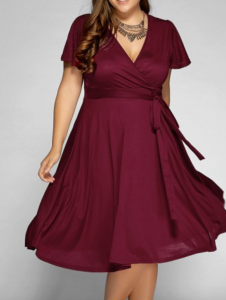 Plus Size Surplice Front Tie Swing Dress Just $12.99 Shipped!