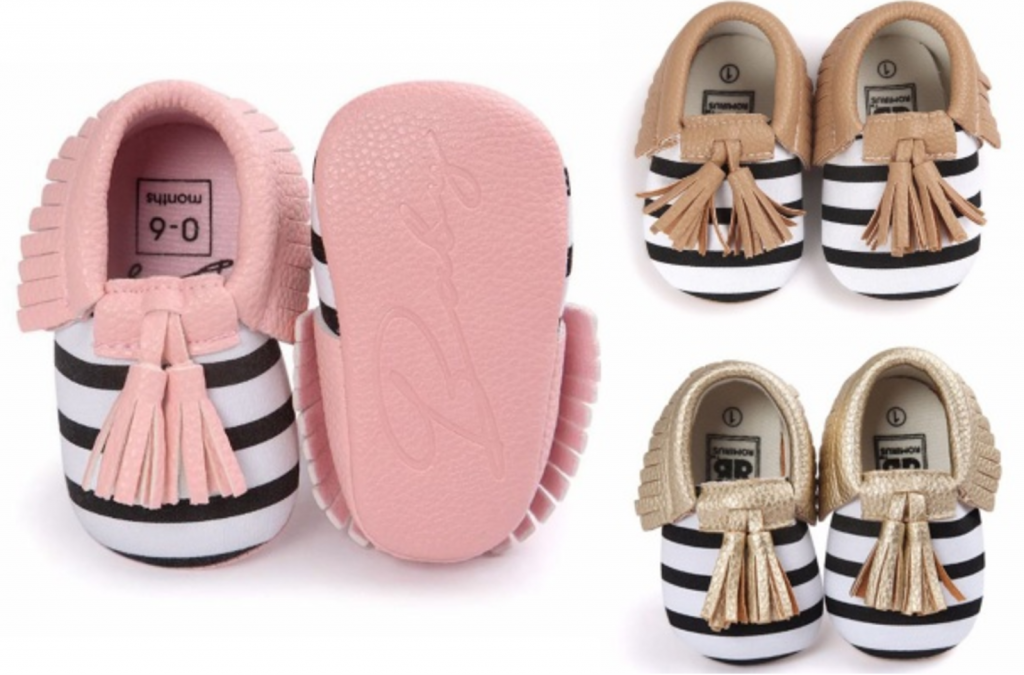 HURRY! Striped Baby Moccasins Just $7.99! (Reg. $29.99)