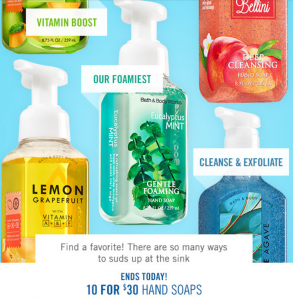 Bath & Body Works: 10 Hand Soaps Just $30.00 Today Only!