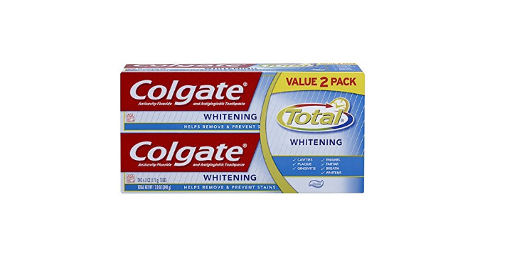 #1 Best Seller- Colgate Total Whitening Toothpaste Twin Pack (6oz Tubes Each) Only $3.75 Shipped!