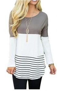 Chvity Women’s Back Lace Color Block Tops – Starting at Only $7.99!
