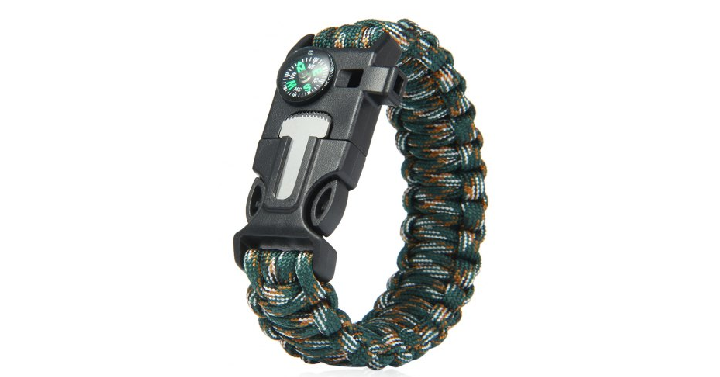 Men’s 5 in 1 Outdoor Survival  Paracord Bracelet for only $1.08 Shipped! (Reg. $5.00)