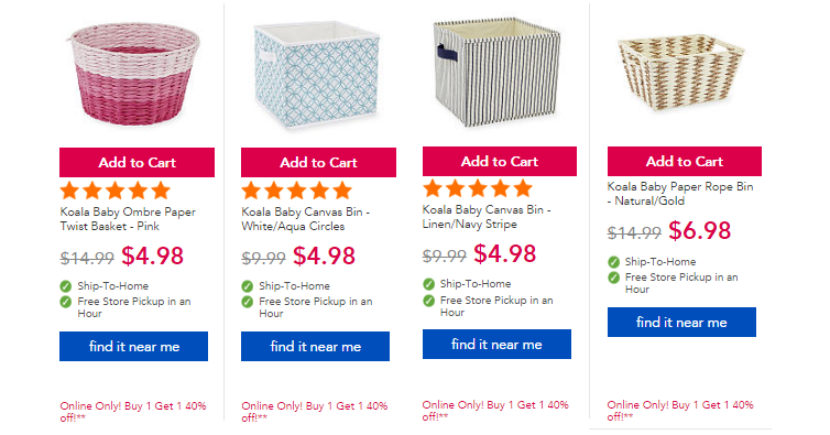 ToysRUs: Storage Bins & Baskets Buy 1 Get 1 40% Off!