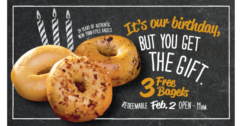 Bruegger’s Bagels: 3 FREE Bagels on February 2nd! Sign Up NOW!