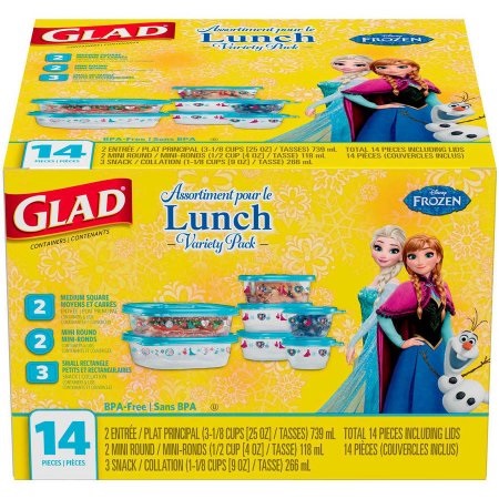 HOT! Glad Lunch Disney Frozen Food Storage Containers 14 Piece Only $2.39!