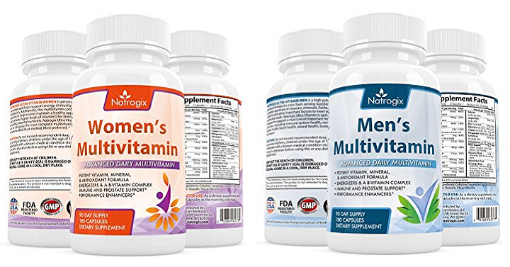 Natrogix Women’s & Men’s Multivitamin 180 Count Only $9.99 Shipped!