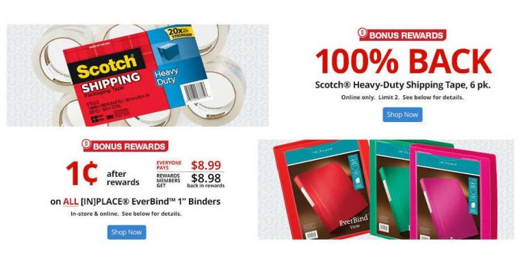 Office Depot/Max: FREE 6 Pack of Scotch Packing Tape + $.01 Binders After Rewards!