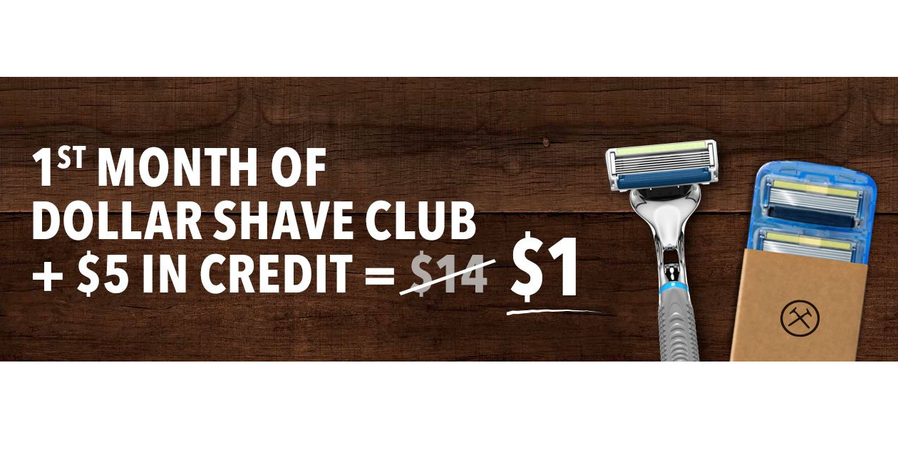 HOT!! Dollar Shave Club: 1 Razor Handle & 4 Cartridges Only $1.00 Shipped! Plus Get a FREE $5.00 Credit!