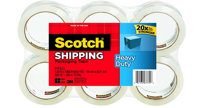 Scotch Heavy Duty Shipping Packaging Tape 6 Rolls $18.73!