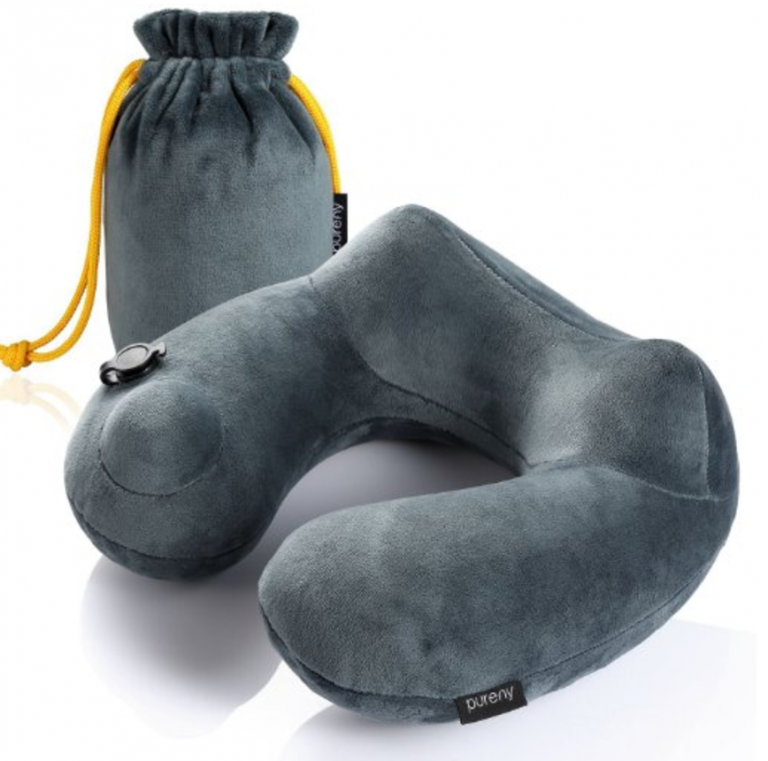 Purefly Inflatable Soft Velvet Neck Travel Pillow Just $11.87!