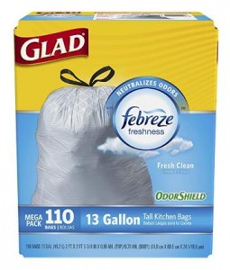 Glad OdorShield Tall Kitchen Drawstring Fresh Clean Trash Bags, 13 Gallon, 110 Count – Only $8.79!