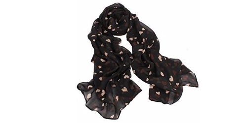 Get Ready for Valentine’s Day! Black Chiffon Scarf With Pink Hearts Only $2.51 Shipped!