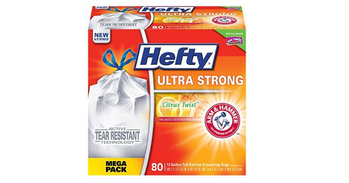 Hefty Ultra Strong Kitchen Drawstring Trash Bags, Citrus Twist, 13 Gallon (80 Count) – Only $9.54!