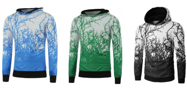 Hooded 3D Tree Branch Print Hoodie Only $10.49 Shipped! (Reg. $52.45) 9 Colors to Choose From!