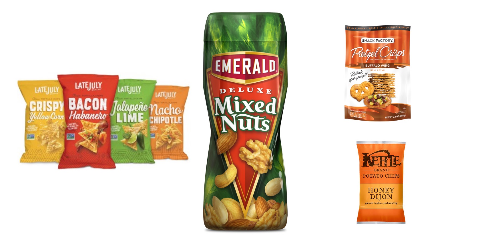 COUPONS: Emerald Nuts, Late July, Snack Factory, and Kettle