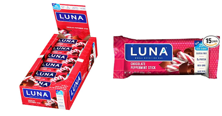 LUNA BAR Gluten Free Bar Chocolate Peppermint Stick (15 Pack) Only $5.22 Shipped! That’s Only $0.35 Each!