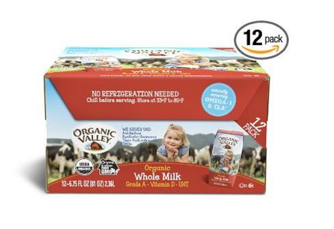 Organic Valley, Organic Whole Milk, 6.75 fl oz (Pack of 12) – Only $12.34!