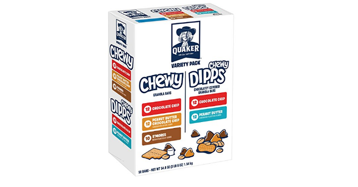 New! Quaker Chewy Granola Bars and Dipps Variety Pack 58 ct for only $10.40 Shipped!