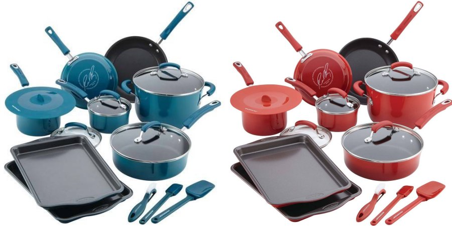 Rachael Ray 16-piece Porcelain Enamel Nonstick Cookware Set Just $98 SHIPPED! Three Colors Available!