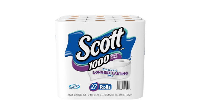 Scott 1000 Sheets Per Roll Toilet Paper (27 Rolls) Only $11.99!
