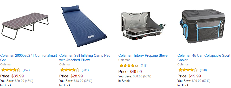 Save Up to 58% On Select Coleman Camping Favorites! Priced from $14.00!