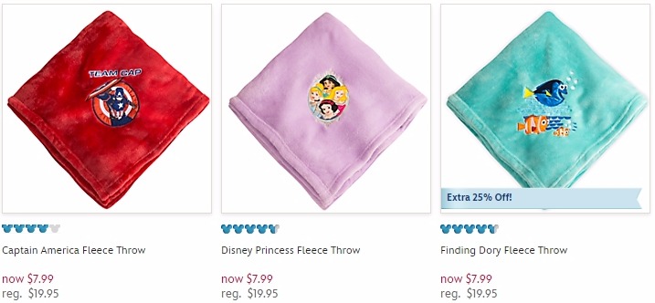Disney Store Up to 70% OFF + EXTRA 25% OFF!! Fleece Throws Only $5.99!!