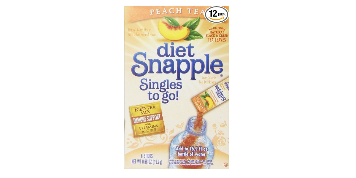 Diet Snapple Singles To Go Peach Tea Packets, 72-count—$10.03 Shipped!