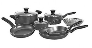 T-fal Initiatives Nonstick Inside and Out Dishwasher Safe Oven Safe Cookware Set (10-Piece) – Only $40.74!