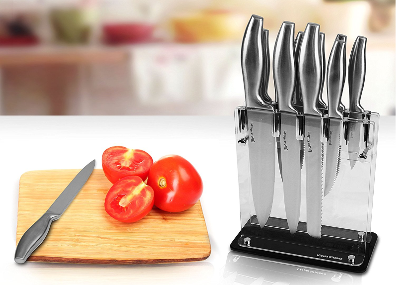 Set of 12 Utopia Stainless Steel Kitchen Knives With Acrylic Stand only $36.99!!