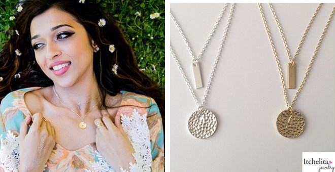 Bar + Hammered Layer Necklace – Just $6.95!