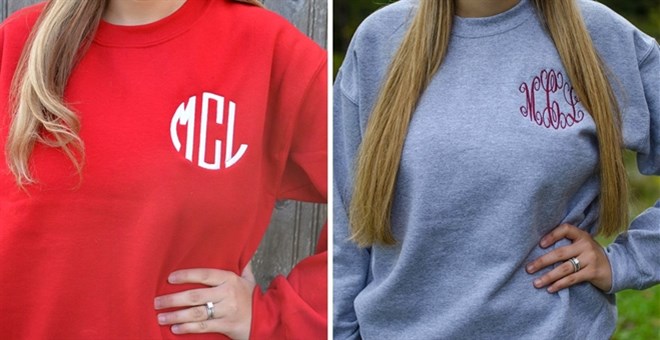 Monogram Sweatshirts – Just $14.99!