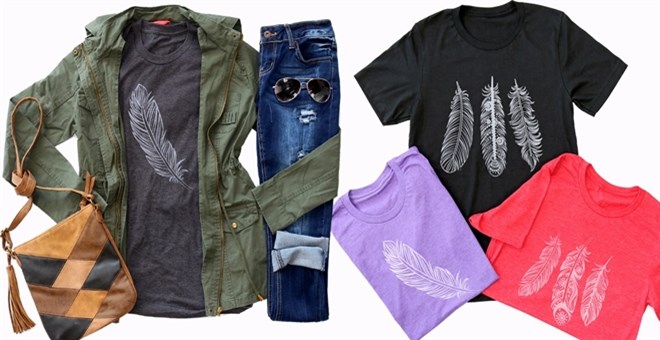 Boho Feather Tees – Just $13.99!