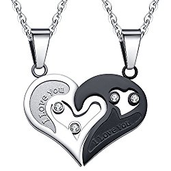CZ Heart-shape “I Love You” Stainless Steel Couple Necklace – Just $8.75!