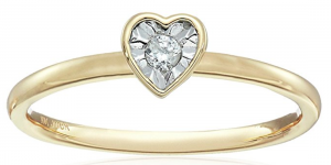 10k Yellow Gold Diamond Accent Heart Stack Ring Size 6 $99.34! (Reg. $143.35)