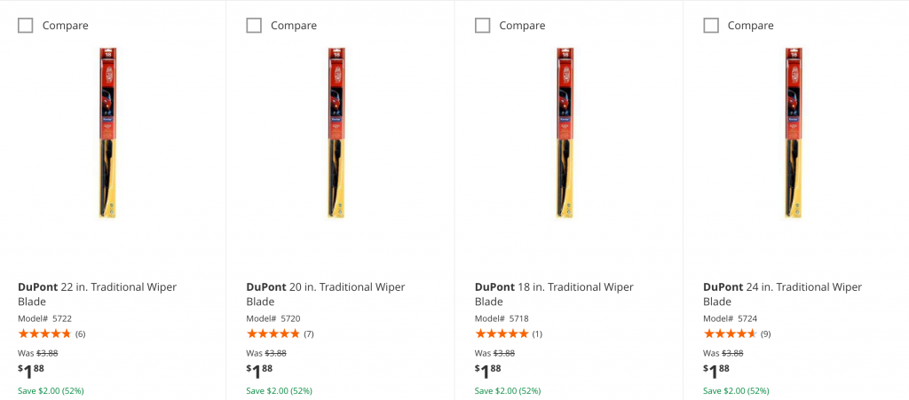 DuPont WindShield Wipers Just $1.88!