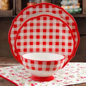 The Pioneer Woman Charming Check 12-Piece Dinnerware Set Just $29.88!