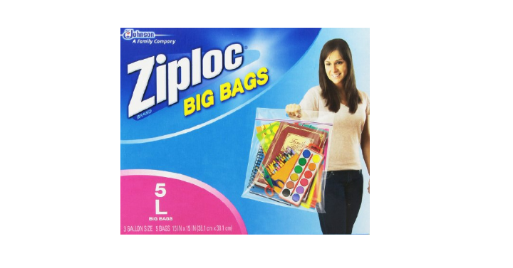 Ziploc Big Bag Double Zipper, Large, 5-Count for only $3.25 Shipped!