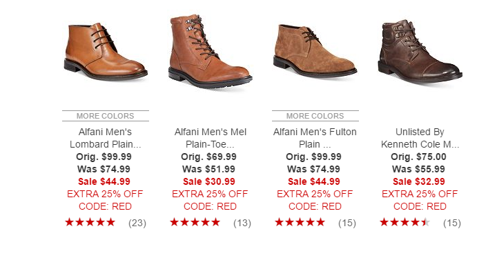 HOT! Men’s Alfani Boots Starting at $23.24! (Reg. $69.99)