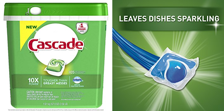 Cascade ActionPacs Dishwasher Detergent, Fresh Scent, 105 count—$13.90 Shipped!