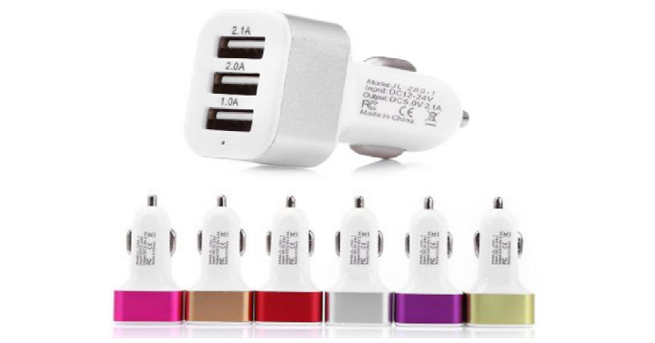 3 USB Port Car Charger Only $0.49 Shipped!