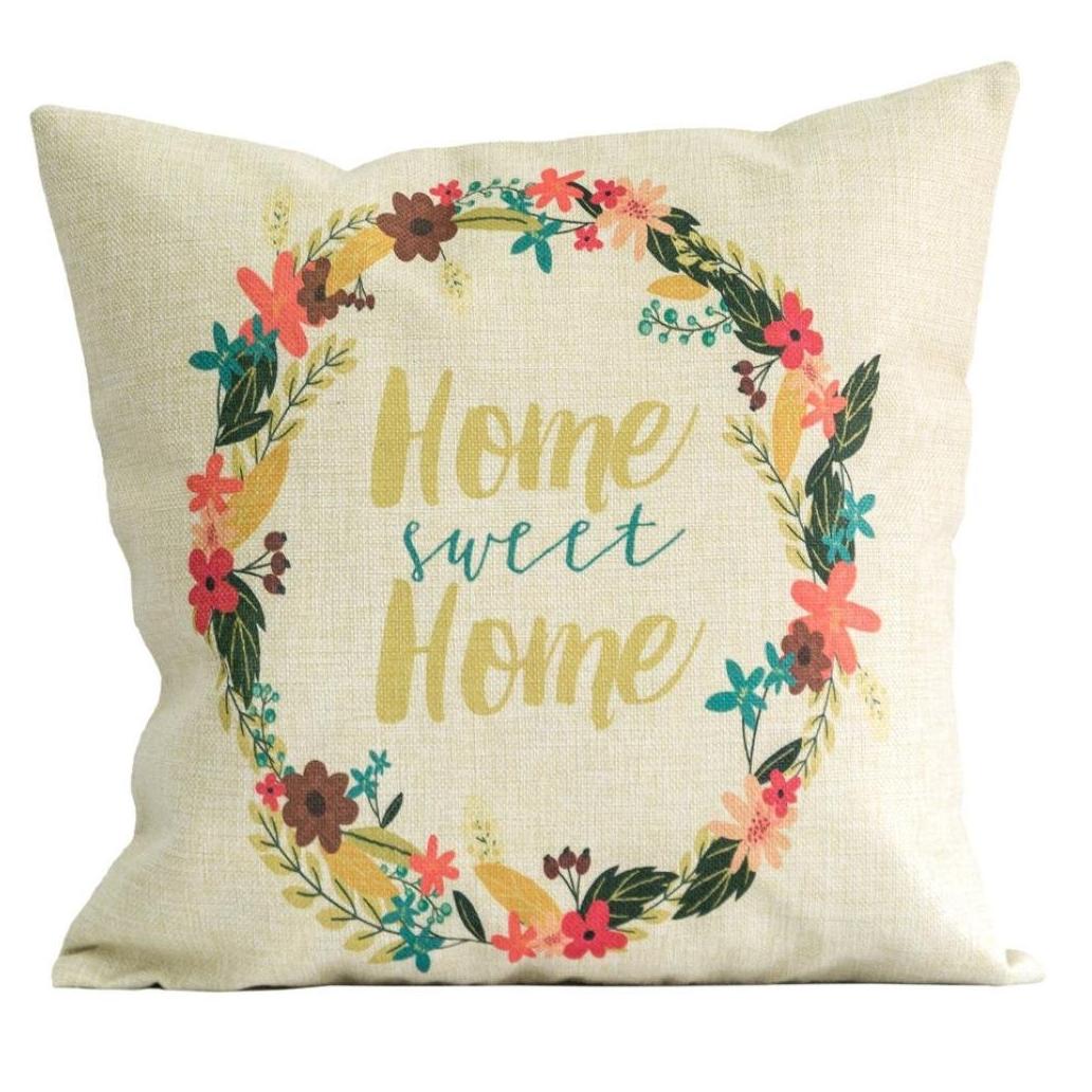 Farmhouse Wreath Print Square Pillow Cover Only $3.78!!