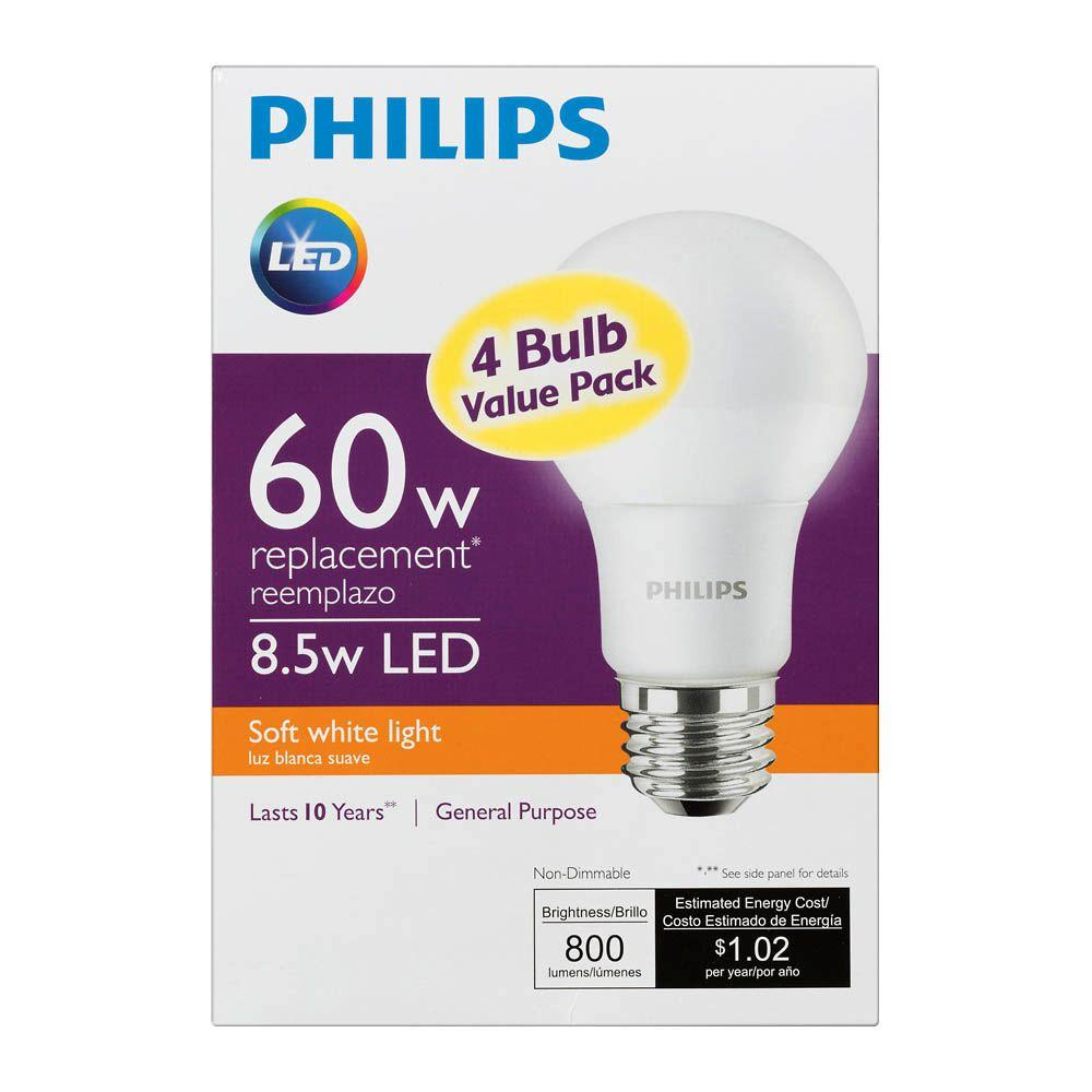 Philips 60W Equivalent Soft White Light Bulb 4 Pack Only $6.97!