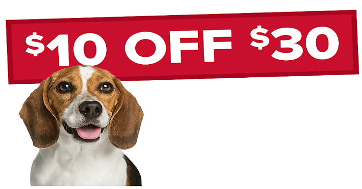 $10 off $30 PetSmart Purchase + FREE Shipping on $19!