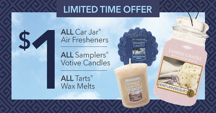 Yankee Candle Car Jar Air Fresheners, Smaplers & Wax Melts Only $1.00!