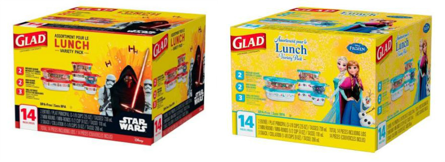 Glad Lunch Variety Pack Star Wars or Disney Frozen Food Storage Containers (14-Piece) – Only $3.98!