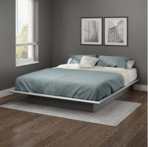 South Shore Basics Queen Platform Bed with Molding (Soft Gray) – Only $100.32!
