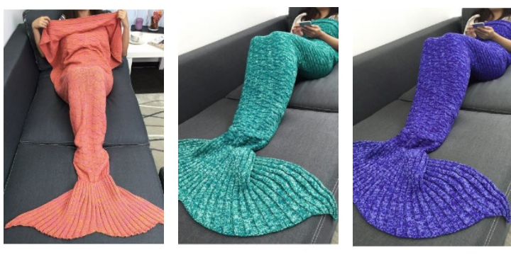 Knitted Sofa Mermaid Tail Style Blanket Only $10.83 Shipped! (Reg. $36.54)