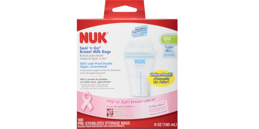 NUK Seal ‘n Go Breast Milk Bags, 6 oz, 100 count—$9.98! (Reg $17.98)